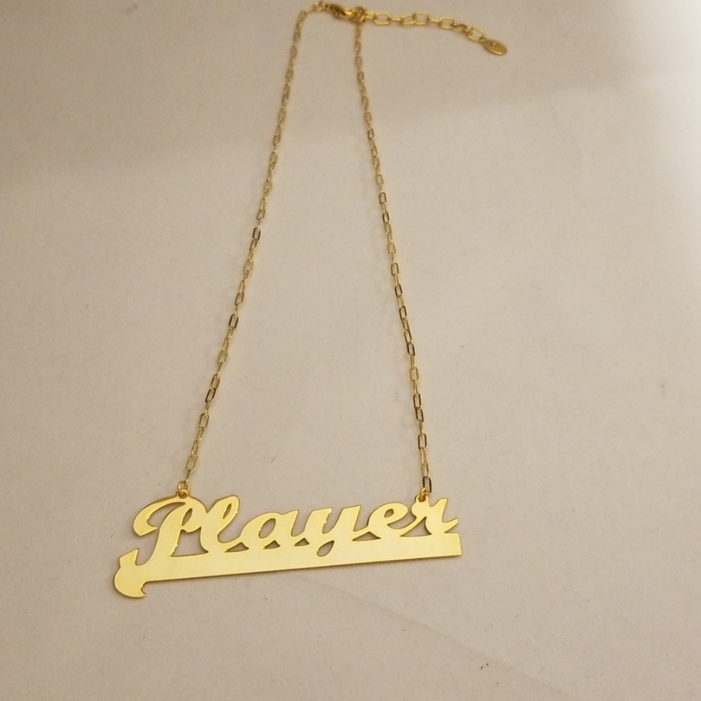 Noir, necklace phrase "Player", gold new - Picture 2 of 8